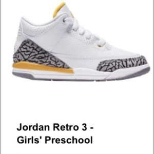 Jordan Retro 3, size 13 girls’ preschool